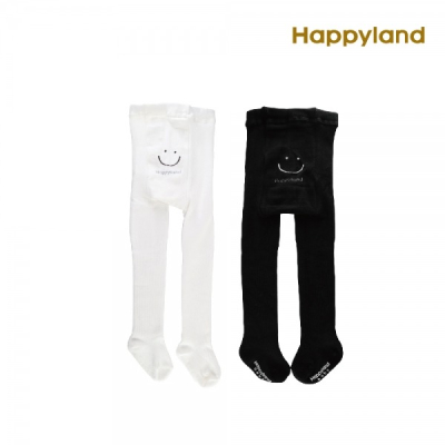 【韓國 HAPPYLAND】 童褲襪 微笑素色褲襪(長筒襪 保暖襪 兒童褲襪)-黑/白
