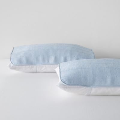 【HOLA】snow touch 涼感乳膠保潔墊枕用2入-素色藍