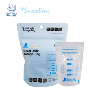 【韓國 SnowBear】雪花熊100ML母乳冷凍袋30枚 3入組 (母乳袋 母乳儲存袋 母乳保存 副食品保存袋)