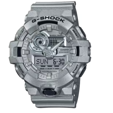 【CASIO 卡西歐】未來科幻金屬銀時尚大型錶殼雙顯錶 53.4mmGA-700FF-8A
