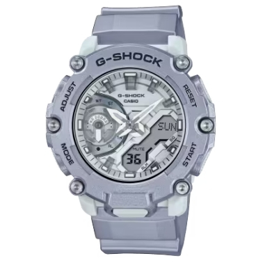 【CASIO 卡西歐】未來科幻金屬銀時尚雙顯錶 迷幻紫 47.1mm GA-2200FF-8A
