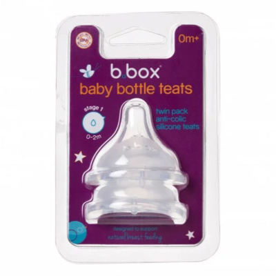 b.box PPSU 嬰兒寬口圓孔奶瓶替換奶嘴2入一組(三款尺寸可選)