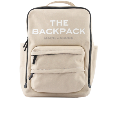【MARC  JACOBS】The Backpack 帆布雙拉鍊方形後背包(米色)