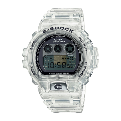 【CASIO 卡西歐 】G-SHOCK 40週年限定 獨特透視錶面 半透明 經典三眼 數位系列 DW-6940RX-7_50mm