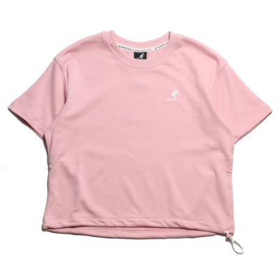 【KANGOL】套裝 短T 粉色 寬短版 刺繡LOGO 抽繩 T恤