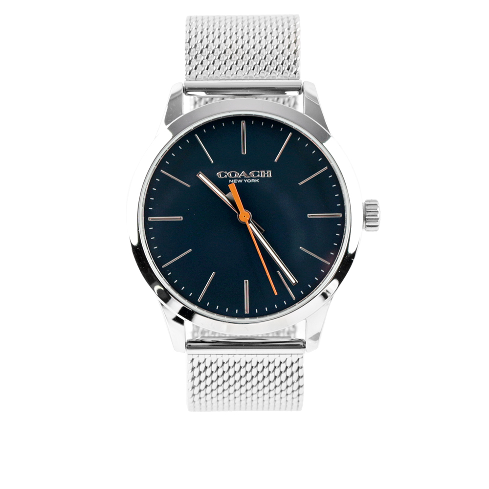 【COACH】Baxter 39mm 不鏽鋼手錶(深藍錶盤/銀色)