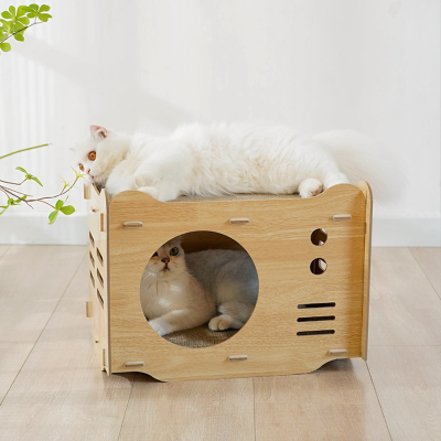 【貓抓板貓窩】立式雙層爬架 (2款可選) 木質瓦楞纸 貓窩抓板 貓玩具