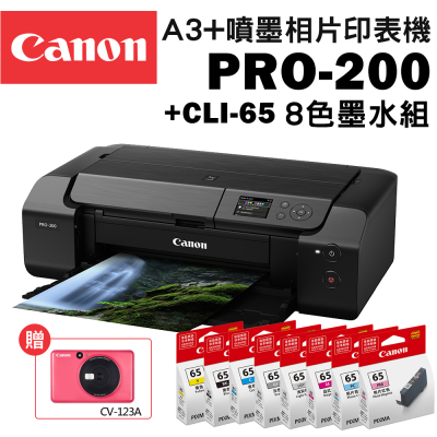 【Canon】PIXMA PRO-200 A3+噴墨相片印表機+CLI-65墨水1組(8色)