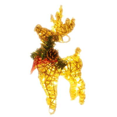 【摩達客】70CM金色發光小鹿-鐵網麋鹿擺飾含LED60燈(暖白光)