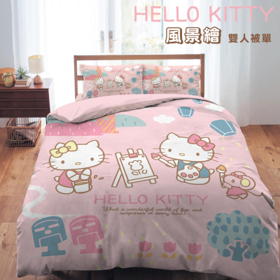 Hello Kitty-風景繪雙人被單180x210