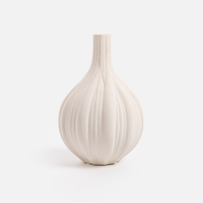 【HOLA】陶瓷窄口線條花器26cm 白