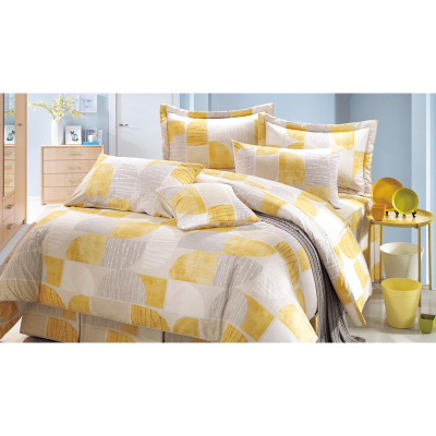 【寢室物語】芭珀特美國棉七件式鋪棉床罩組 雙人 黃色#2335