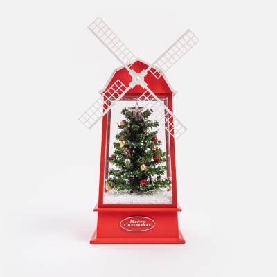 【HOLA】奧可利LED噴雪音樂擺飾 聖誕樹紅