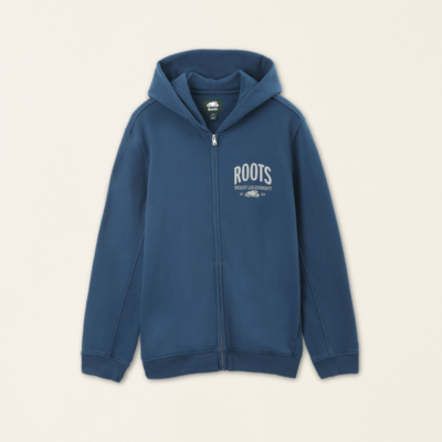 【Roots】男裝- 休閒生活系列 有機棉刷毛布連帽外套  藍