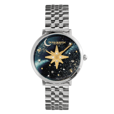 【Olivia Burton】CELESTIAL NOVA 星空藍面超薄不鏽鋼腕錶 24000080
