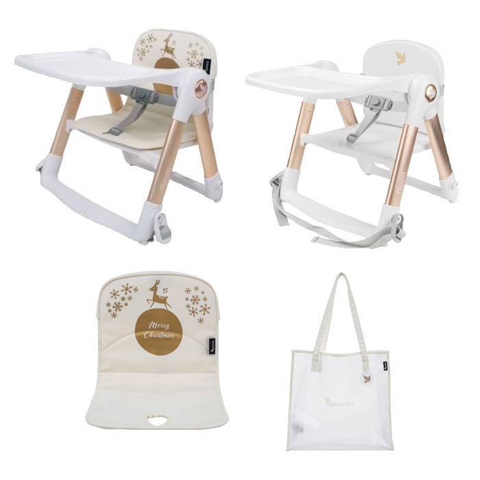 【甜蜜家族】Apramo Flippa classic 旅行餐椅/可攜式兩用兒童餐椅-聖誕白金版 送原廠坐墊+收納袋