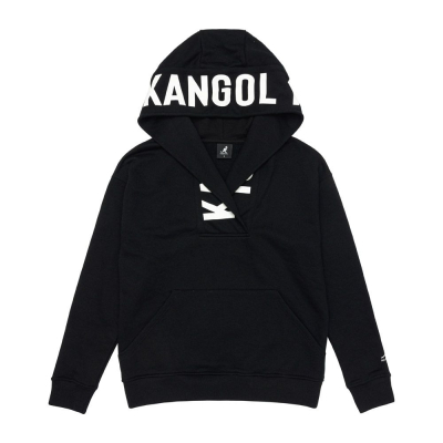 【KANGOL】女款連帽T 黑 62521052