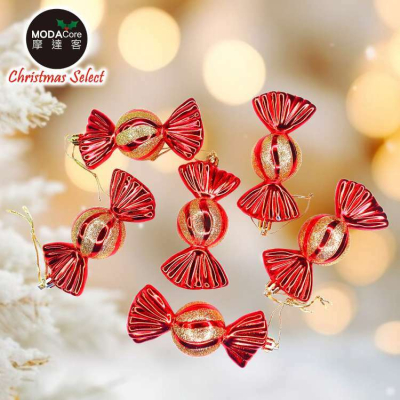 【摩達客】耶誕-11CM彩繪電鍍糖果6入吊飾組(紅色系)聖誕樹裝飾球飾掛飾