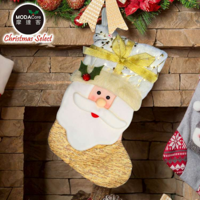 【摩達客】耶誕-17吋繽紛金系聖誕襪-聖誕老公公款