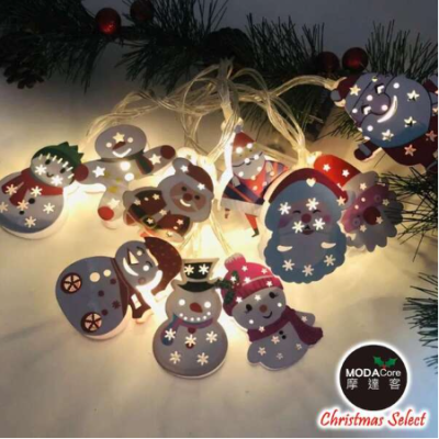 【摩達客】10燈LED鐵片造型彩繪聖誕款綜合燈串(暖白光恆亮/USB插座)