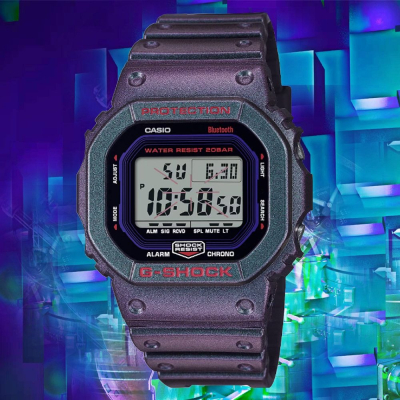 【 CASIO 卡西歐 】G-SHOCK 電競玩家 炫彩烤漆 藍芽手錶(DW-B5600AH-6)