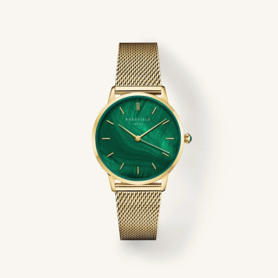 【Rosefield】Pearl Edit Emerald 36 mm ❘ 翡翠綠面金色殼帶米蘭腕錶_限新北中和取貨