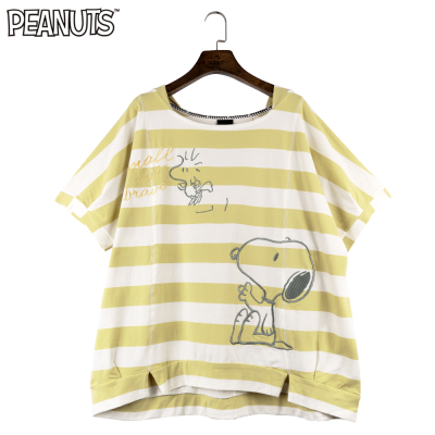 【PEANUTS】史努比對天望方圓領花苞短袖T恤