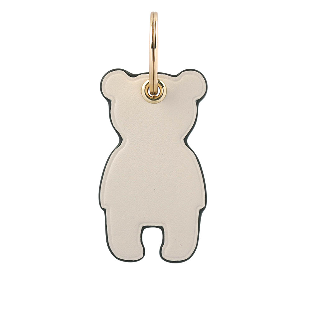 【COACH】平滑皮革熊熊造型吊飾/鑰匙圈(白色)